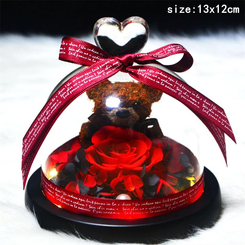Valentines Day Gift for Girlfriend Eternal Rose LED Light Flower In Glass Cover Mothers Day Birthday Party Wedding Decoration