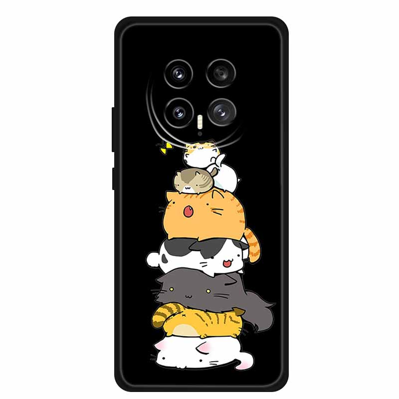 Black Silicone Case For Honor Magic8 Pro Case Cartoon Cat Soft Back Cover For Honor Magic 8 5G Pro Phone Case Coque Funda Para