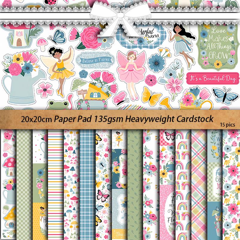 

Fairytale Garden Foldable Journal Stickers: 15 Sheets of Plant Pattern Background Papers