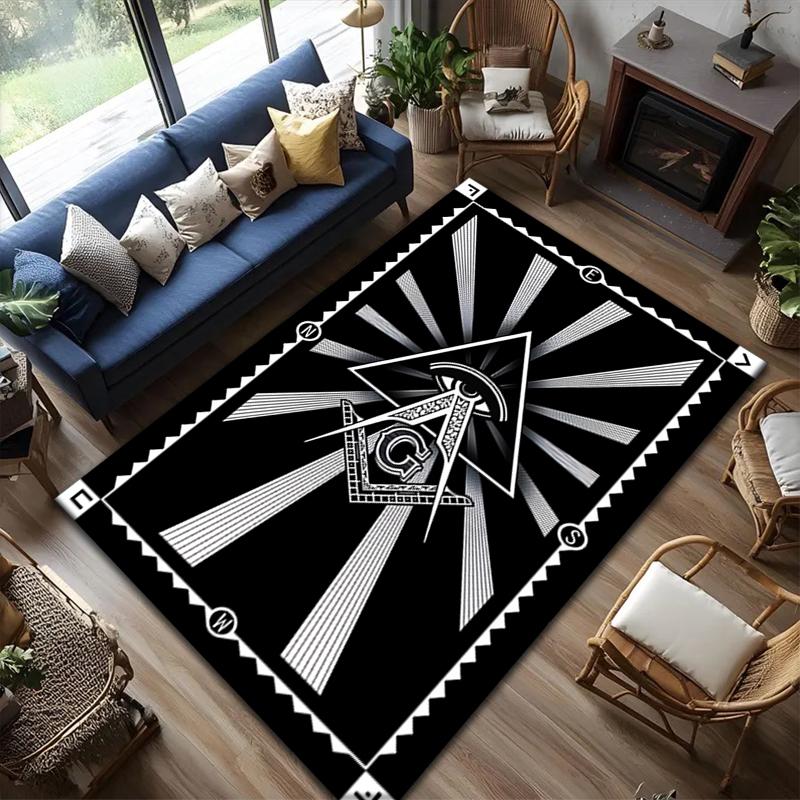 2026 New Style Shining All-Seeing Eye Freemason Carpet Rug for Living Room Bedroom Home Sofa Decoration,Kids play Non-slip Floor Mat
