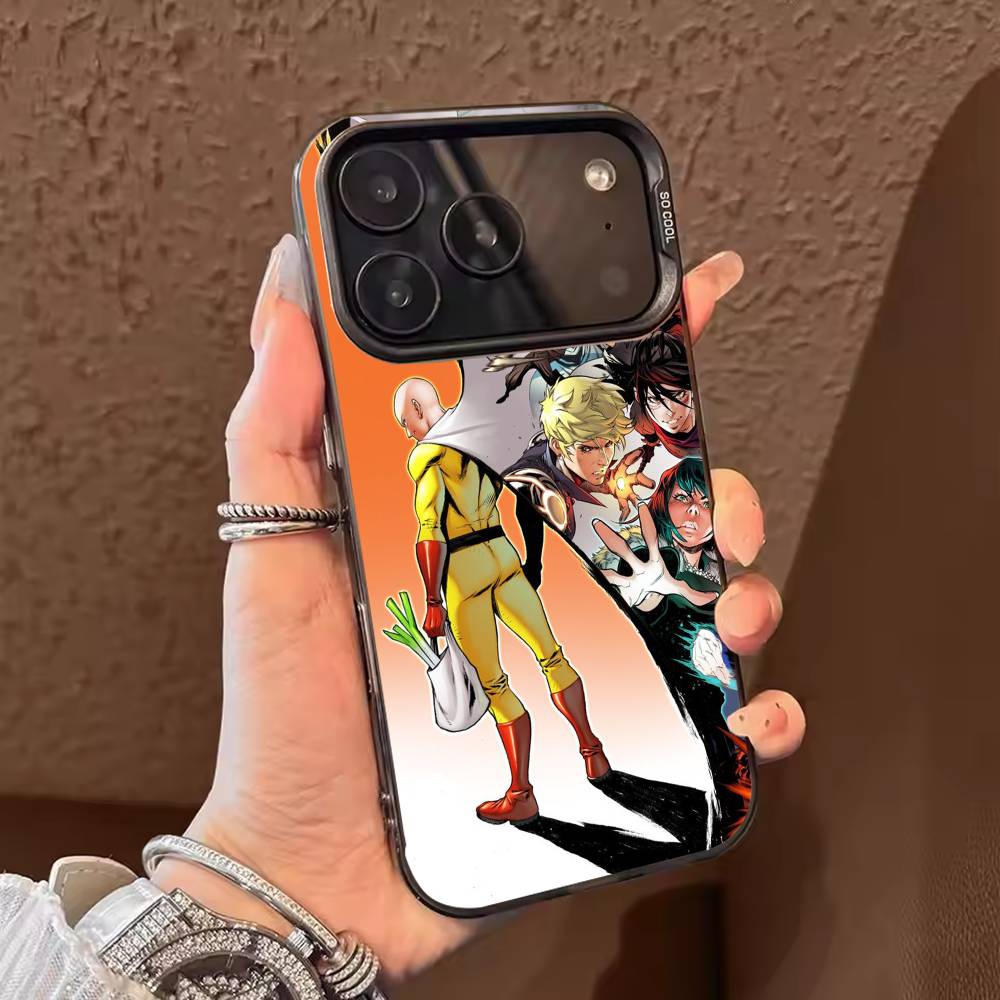 Anime O-One P-Punch Man Phone Case For iPhone 17,16,15,14,13,12,11,Pro Max,Plus Candy Silver Cover