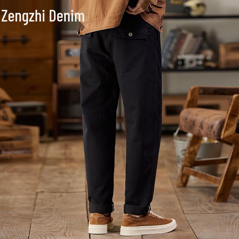 Zengzhi Men's Japanese Style Loose Straight Casual Workwear Pants