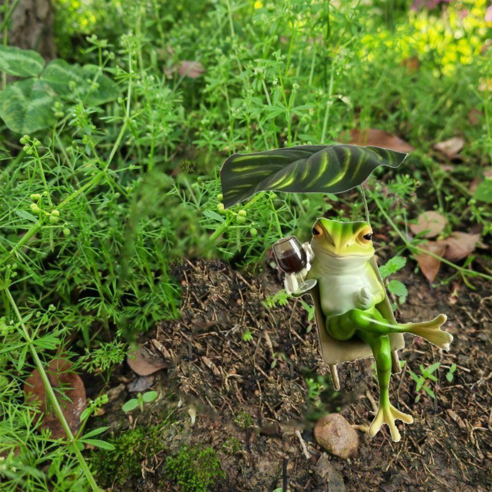 Cute Vacation Frog Ornament Resin Miniatures Figurine Desktop Ornament Garden Frog Statue  Bonsai