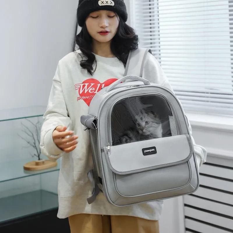 Pet Carrier Backpack Going Out Large Cat Backpack Transparent Space Capsule Breathable Portable Bag Backpack Cat Dog Supplies