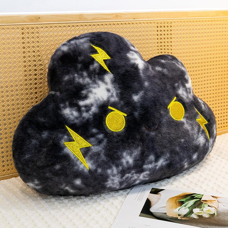 Cloud-Shaped Plush Pillow Soft Short Pile Stuffed Toy Bedside Car Decor In Sky Blue White Sunset Gray