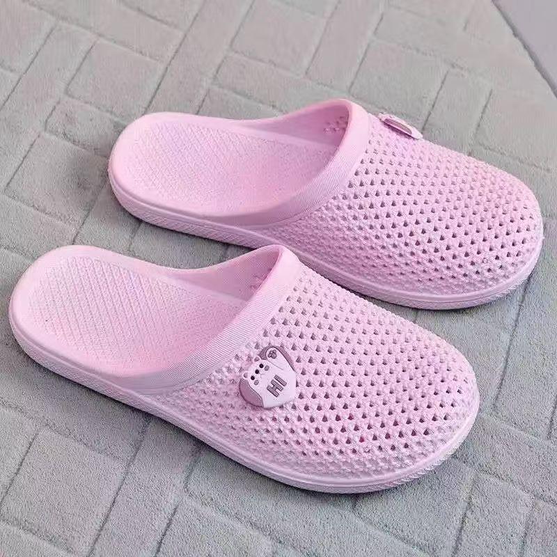Summer new hole sandals flat bottom bag head slippers soft bottom non-slip indoor leisure bathroom mop