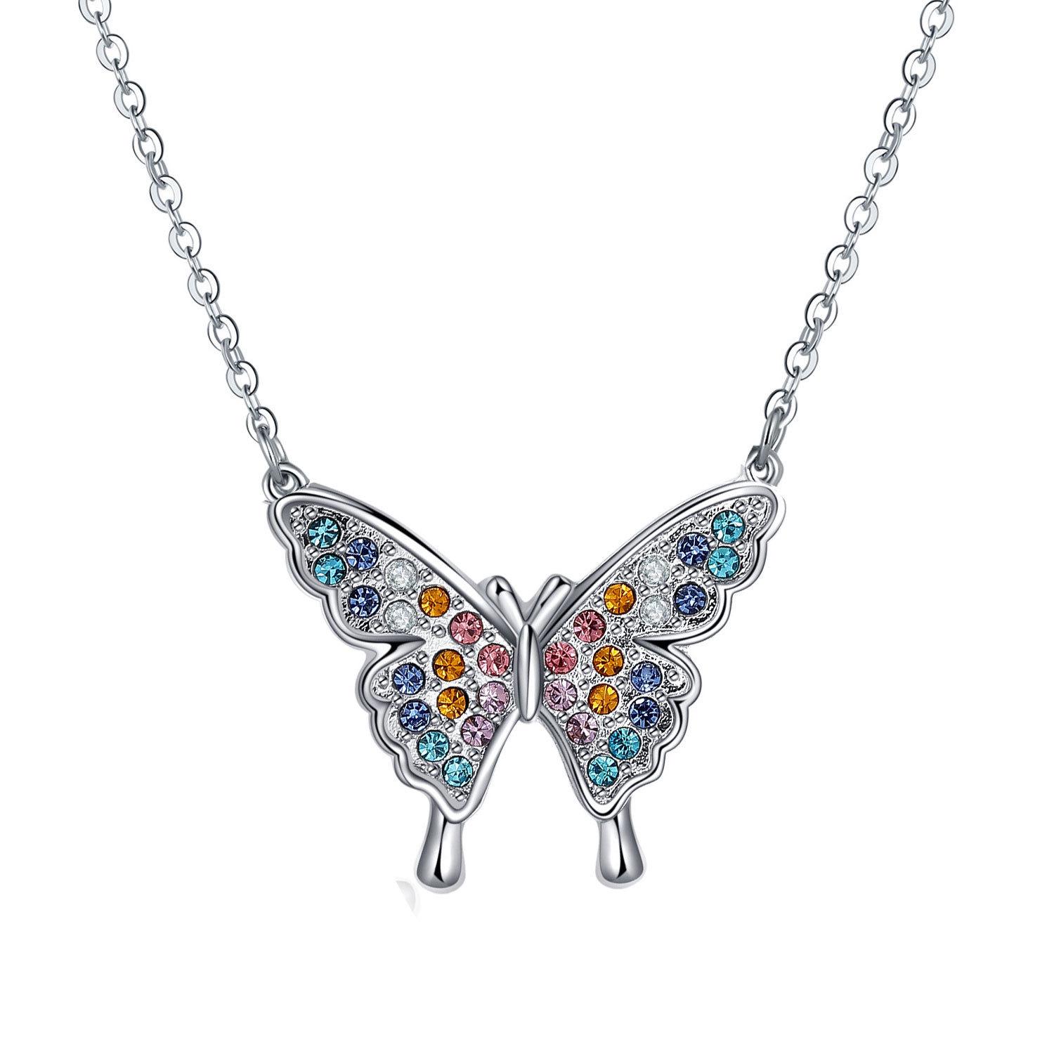 

Colorful Ethnic-style Butterfly Choker Necklace with Full Diamond Accents