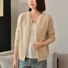 2025 Women's Thickened Wool Cardigan: Round Neck, Slimming, Warm Knit Sweater for Spring/Autumn