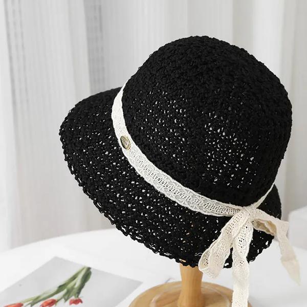 

WTEMPO Ажурные Модные Летние Солнцезащитные Шляпы с Бантом, Весенние Женские Складные Солнцезащитные Шляпы с Широкими Полями 1pc чёрный