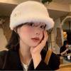 Women’s Hat Rabbit Fur Beret - Autumn Winter White Plush Hat - Versatile Chic Small Hat