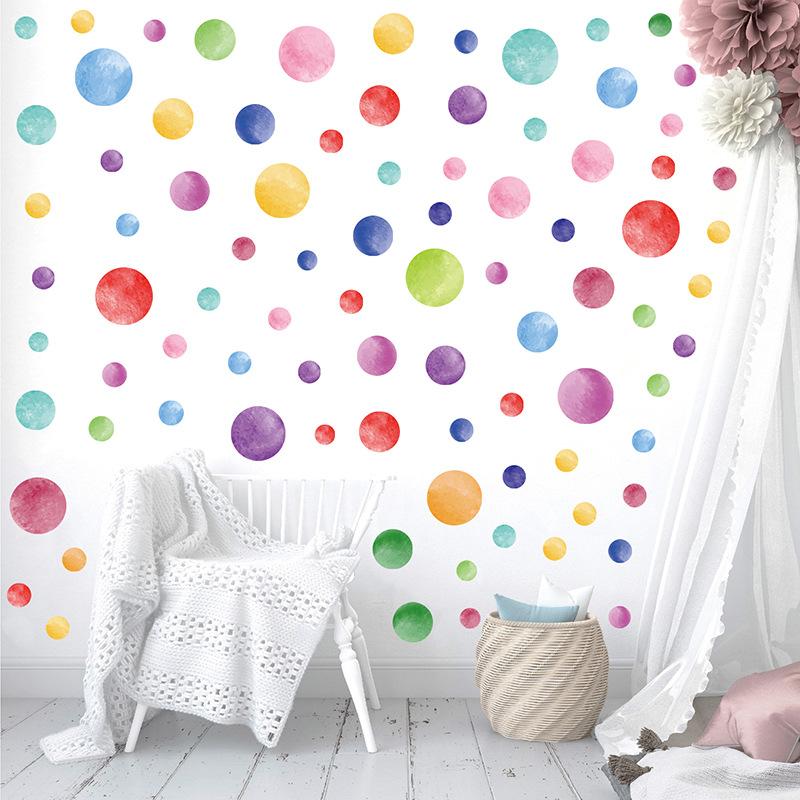 Colorful Polka Dots Wall Stickers for Kids Room Bedroom Nursery Classroom Playroom Backdrop Decoration