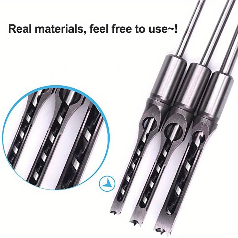 4pcs Square Hole Drill Chisel Extension Saw Woodworking Tools Carving Square&Rectangular Grooves for Woodworking Production