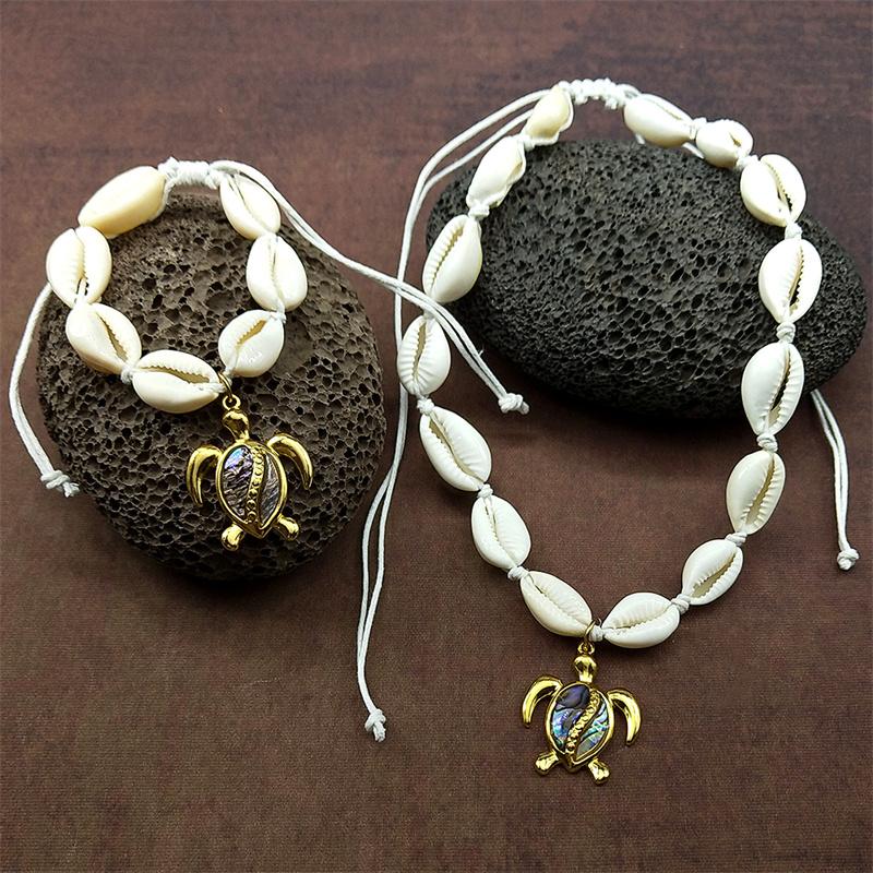 Sea Turtle Fish Crab Bracelet Necklace For Women Girls Hot Summer Manta Ray Bohemian Handmade String Rope Chains Female Jewelry
