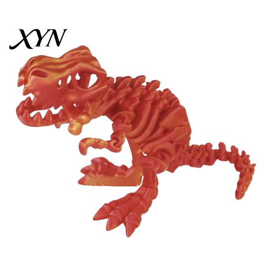 Tyrannosaurus Rex Model 3D Printed Dinosaur Figure, Movable Joints Smooth Opening Decoration, Figure Toy Gradient Metallic Texture Mini Bone