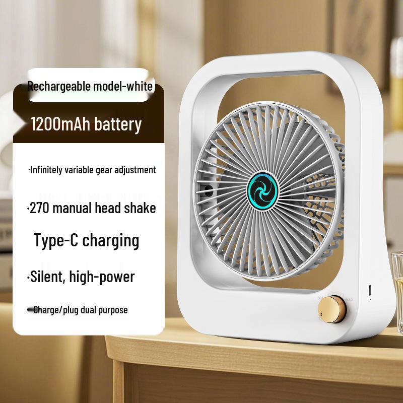 Wiederaufladbarer USB-Oszillations-Schreibtischventilator mit stufenloser Geschwindigkeitsregelung