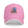 Cartoon Role Funny Cookie Monster Ride A Bike Beach Baseball Caps  Mens  Printing Trucker Cap For Women Sport Sun Hat