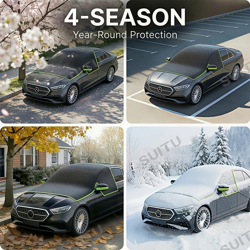 Magnetic Car Sunshade Provides Heat Insulation UV Snow Wind and Leaf Protection Features Three-window Expansion Design for SUVs and Sedans