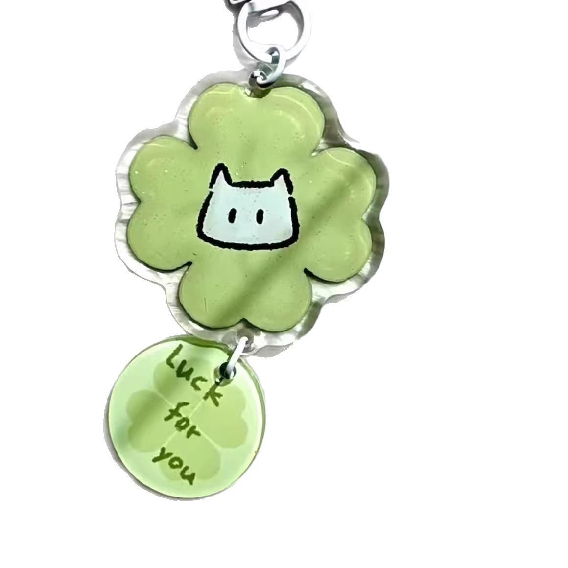 

Set of 5 Cute Four-Leaf Clover Acrylic Keychain Pendants