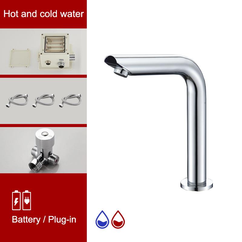 ELLEN Sensor-Waschtischarmatur Chrom Aufsatzarmatur Automatisch aufblasbarer Wasser-Mischhahn Hohe Spültischarmaturen ELS8870