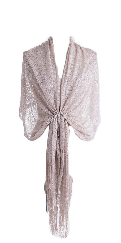 Aurora Pearl Lame Shawl for and Formal Occasions Japanese-made (Floral Pattern) Weddings, Receptions, Parties,