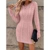 Podzim Zima Ležérní Slim Mini Šaty Módní Dlouhý Rukáv Pružnost Svetrové Šaty O-výstřih Jednobarevné Pletené Šaty Obepínající Boky Ženy