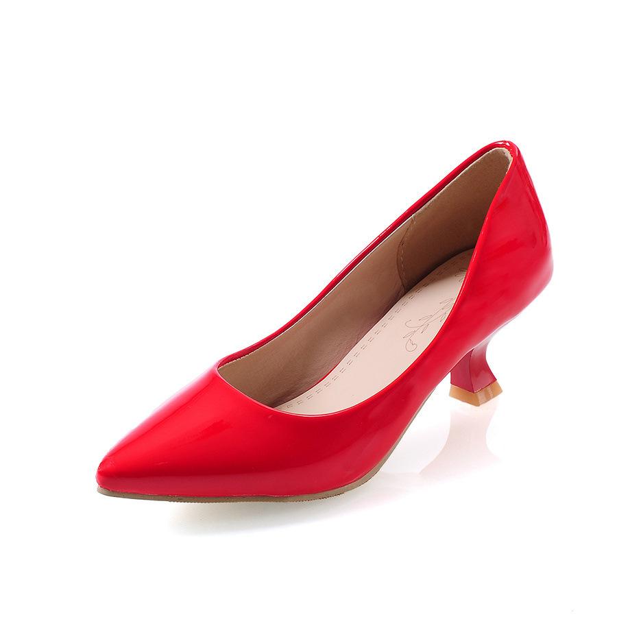 Schuhe in kleinen Größen einfache Pendler-Mittelhochschuhe Frühling und Herbst vier Jahreszeiten Einzelne Schuhe Damenschuhe Schuhe in großen Größen