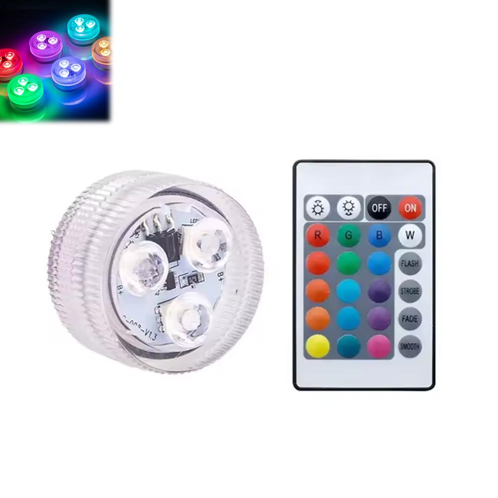 Submersible LED Lights Mini Waterproof Tea Lights With 1 Pc Remote RGB Dimmable Puck Lights For Vase Base Garden Ornament