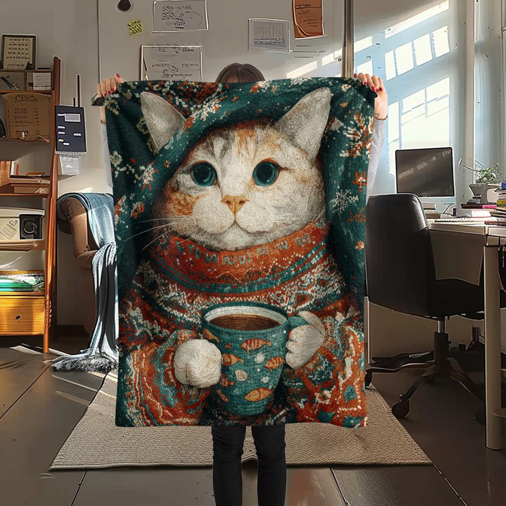 Cats Print Flannel Blanket, High Quality Comfortable for All Seasons, Home Decor, Warmth and Comfort