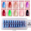 Solid Color Manicure Nail Tips Set with Multi-color Options - 240 Wearable Fake Nail Stickers