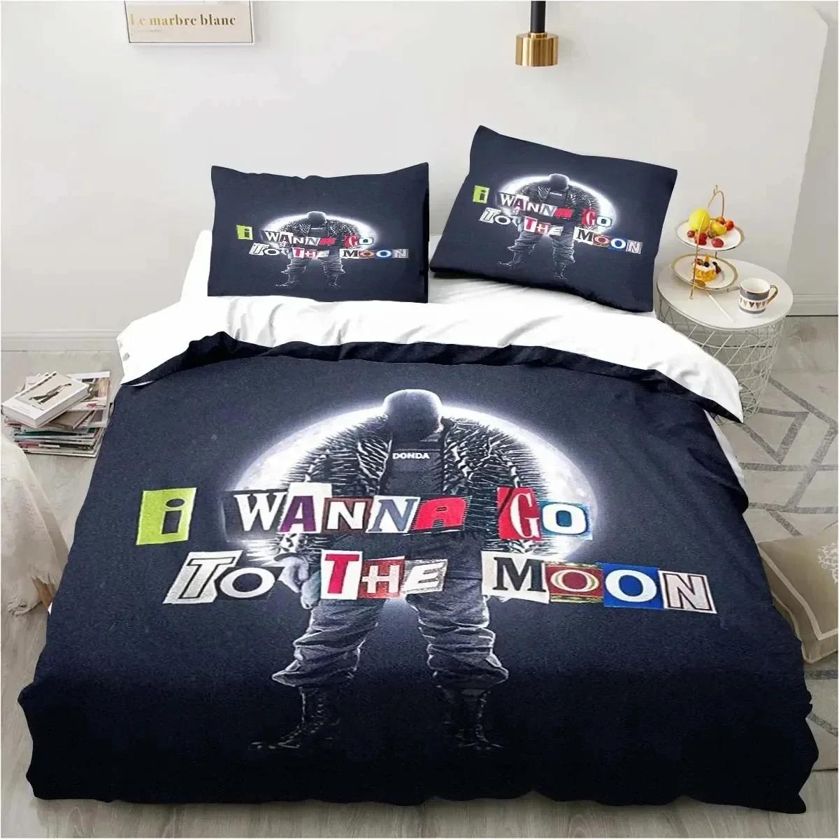 

Raper Kanye West Beding Set For Bedrom Soft Modern Bedspreads Comefortable Children Kids Soft Duvet Cover Comfortable Quilt Cover And Pilowcase 135*200cm Eu-Single