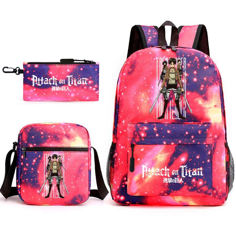 Attack on Titan Teen Anime Rucksack Attack on Titan Schultasche Dreiteiliges Set