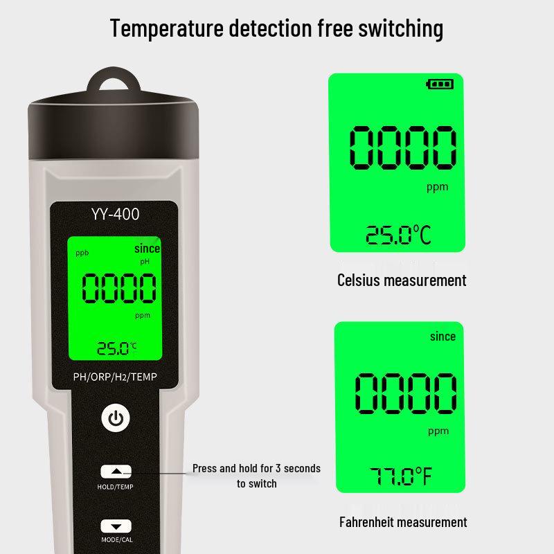 Hydrogen-Rich 4-in-1 Water Quality Test Pen: pH, ORP, H2 Content, Multi-Function Meter