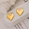 Cold Niche Design Sense Triangular Ear Buckle Women'S French Retro Light Luxury Titanium Steel Gold-Plated Glossy Earrings