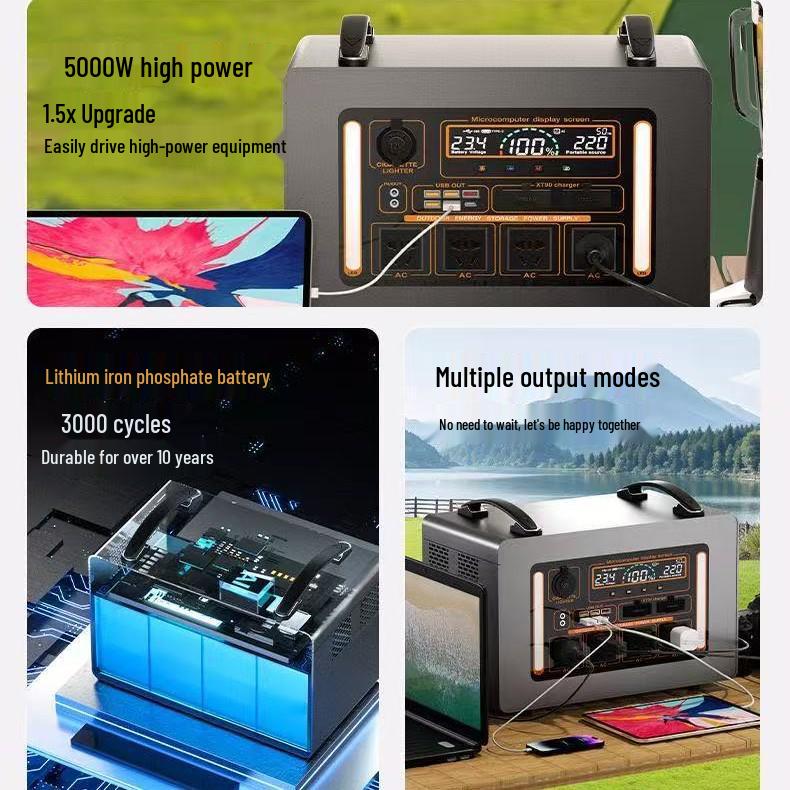 220V Portable Outdoor Power Supply: Large-Capacity Emergency Backup for Camping, Live Streaming, and Self-Driving Tours.