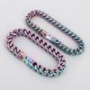 Rainbow Bbracelet 10mm Hip Hop Herringbone Chain Bracelet for Men Rock 316L Stainless Steel Multicolour Motorcycle Party Jewelry