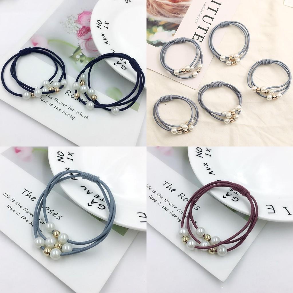 Korean Version Of The Three-strength Rubber Band High-elastic Pearl Head Rope For Women And Girls