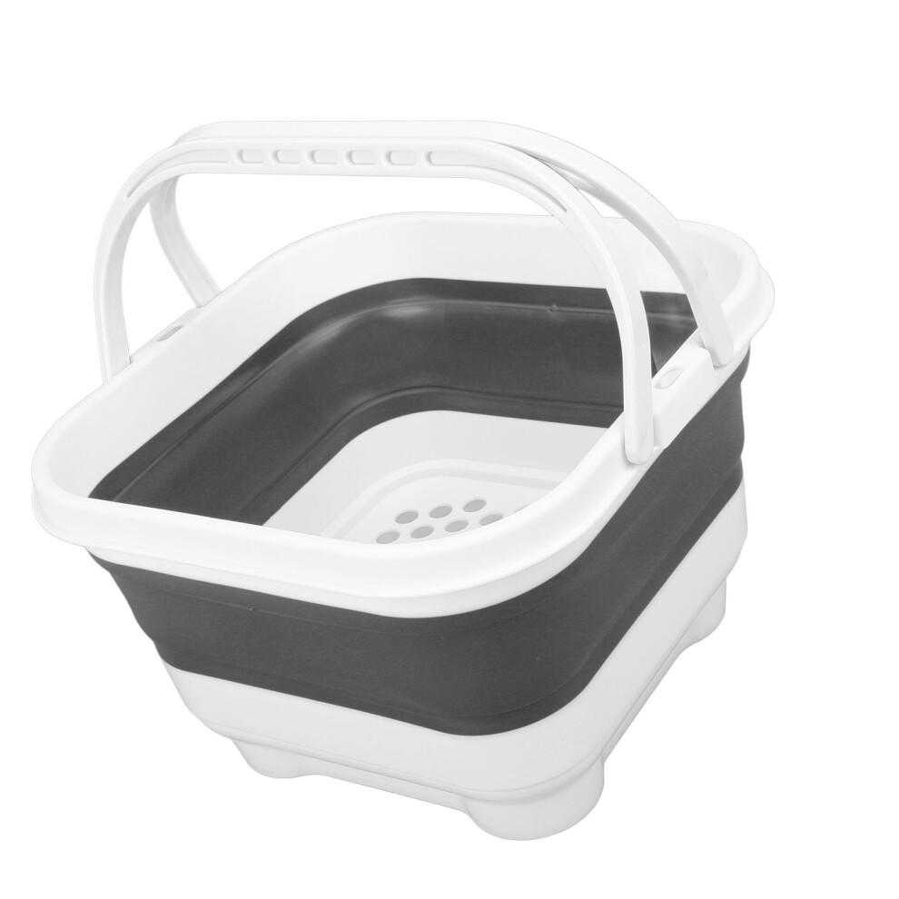 Foldable Bath Toy Organizer 30x28x18cm White+Black with Quick Drain