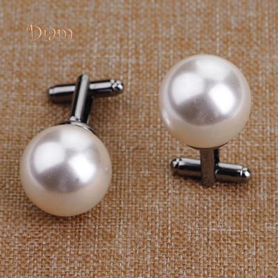 VODKAS 2Pcs Unisex Pearl Cufflinks Shirt Sleeve Buttons Clothes Accessory Gift
