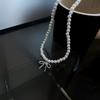 Sophisticated Pearl Necklace Accessory Delightful Necklace with Bowknot Pendant Beaded Chain for Collection Enthusiasts