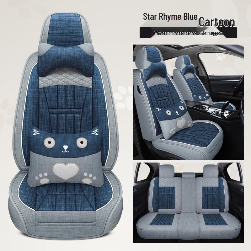 Universelles Leinen-Autositzkissen für Corolla, Civic, Sylphy & mehr - Vier Jahreszeiten