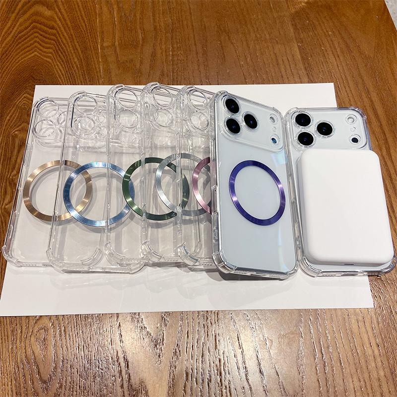 For IPhone 17air Airbag Shockproof Transparent TPU Magnetic Wireless Charging Case Cover for IPhone 17 16 15 14 13 12 Pro Max
