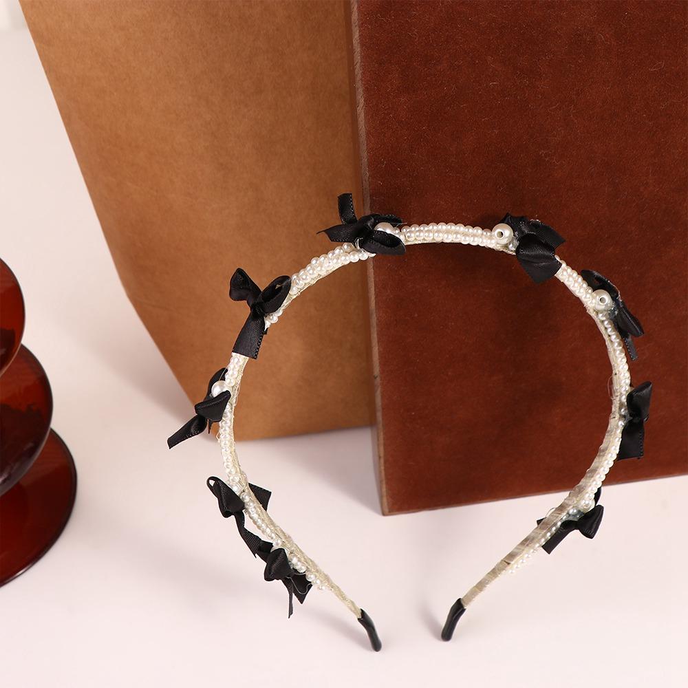 Headwear Pearl Hair Band Ins Pearl Hair Hoop Elegant Bow Headband Girl