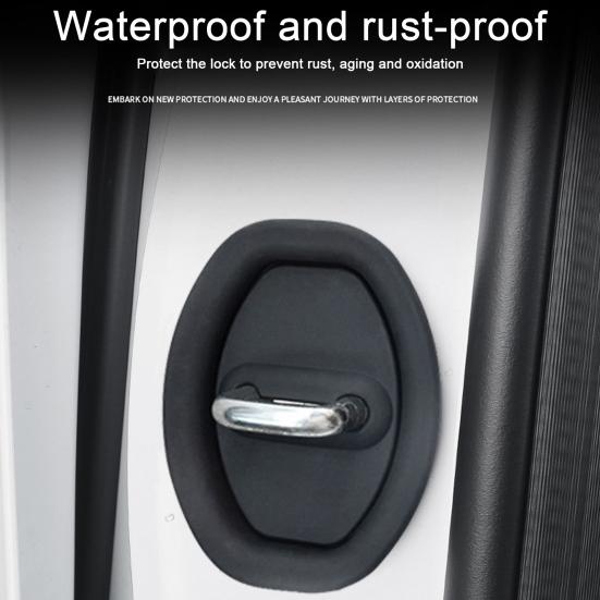 4Pcs Silicone Car Door Latch Protective Cover Universal Shock Absorption Door Lock Cover Anti-Rust Door Lock Shield for Vehicle Lock Cylinder