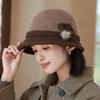 Imitation Wool Warm Bucket Hat Autumn and Winter Hat Women's Elegant British Wind Basin Hat Retro Bucket Hat