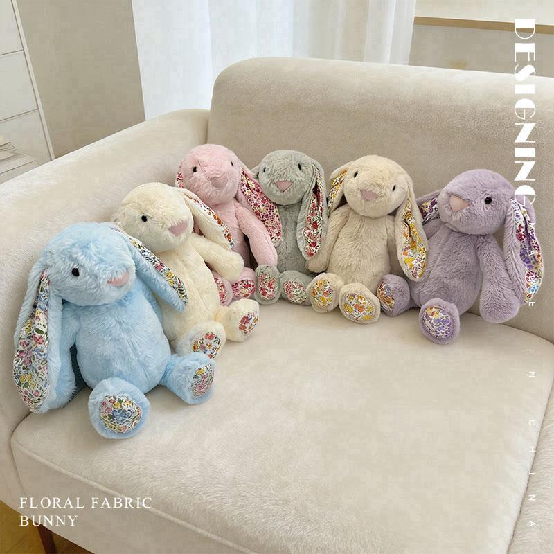 Juguete de Peluche de Conejo Floral Adorable de 23 cm Muñeco de Conejo Relleno Suave Abrazable con Orejas Florales Regalo de Cumpleaños para Niña Coleccionistas de Peluches