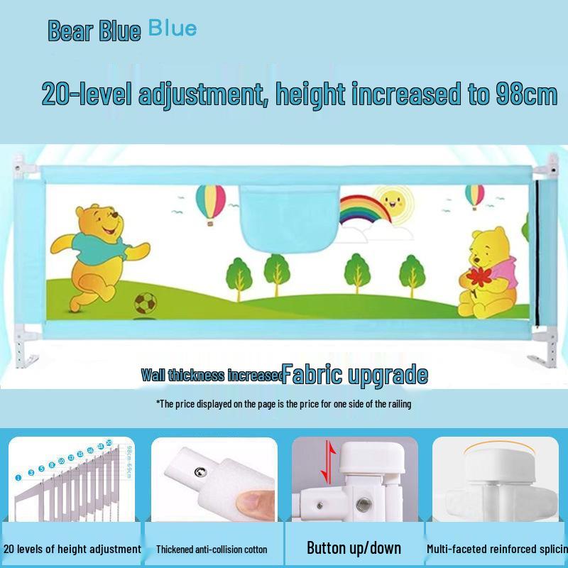 3-Sided Baby Bed Guardrail with Vertical Lifting for Safety & Anti-Collision