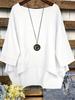 2025 Summer Fashion Plus Size Women's Round Neck Pocket Solid Color Irregular T-Shirt