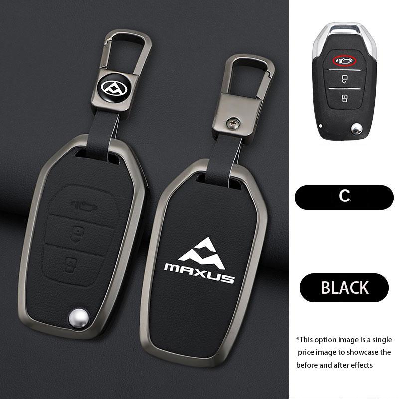 Interior Mouldings Zinc Alloy Leather Car Key Case Cover For SAIC MAXUS T60 Keychain Remote Auto Protection Guard Shell Fob Hold