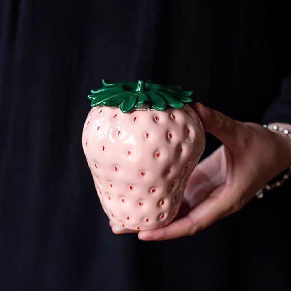 Strawberry Shaped Ceramic Tea Caddies Creative Coffee Storage Coffee Container  Household