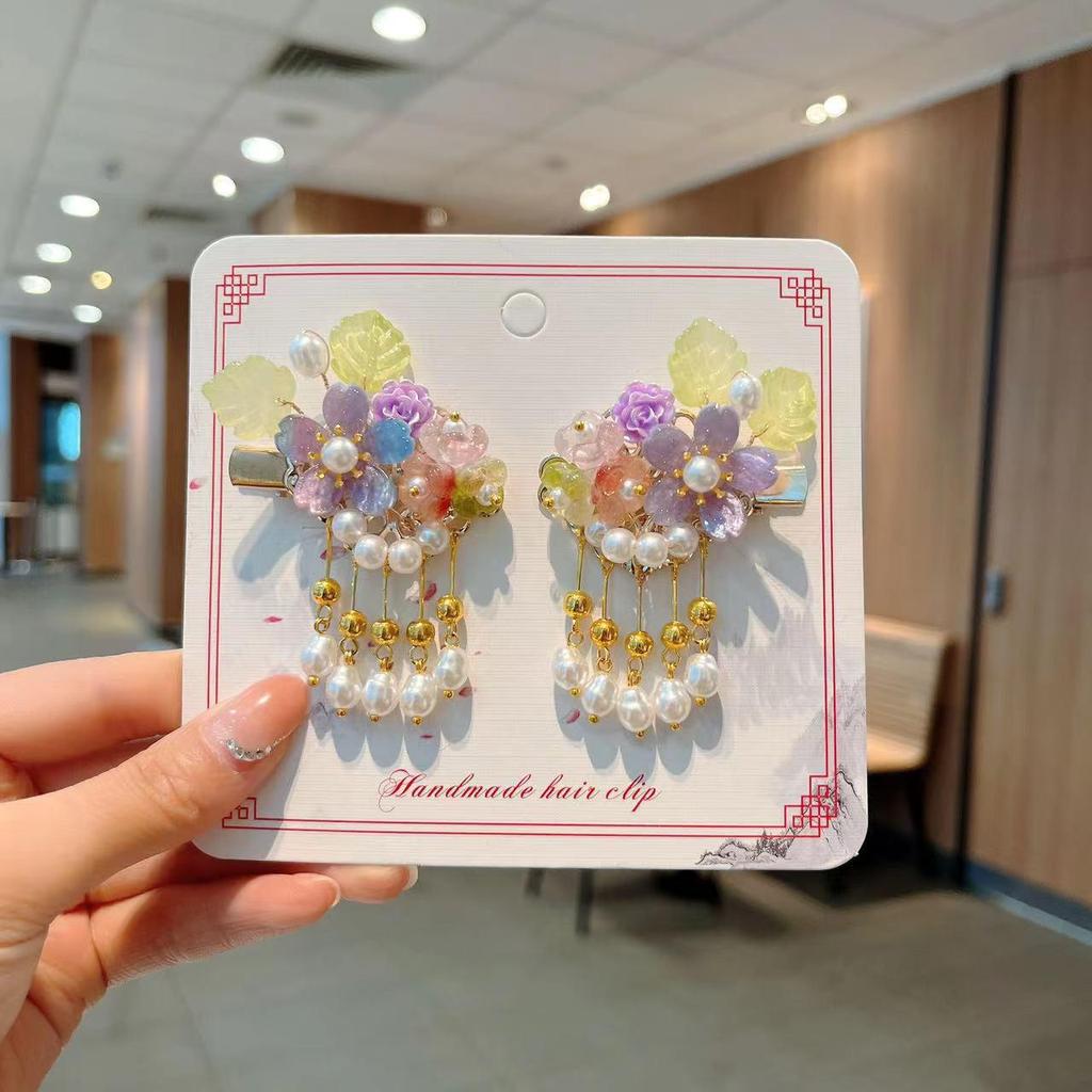 Ancient Style Children's Hanfu Hairpin with Tassel and Forehead Chain